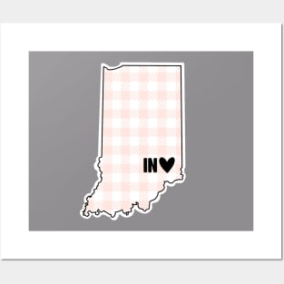 USA States: Indiana (pink plaid) Posters and Art